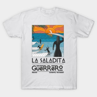 La Saladita, Guerrero, Mexico Retro Travel Poster T-Shirt